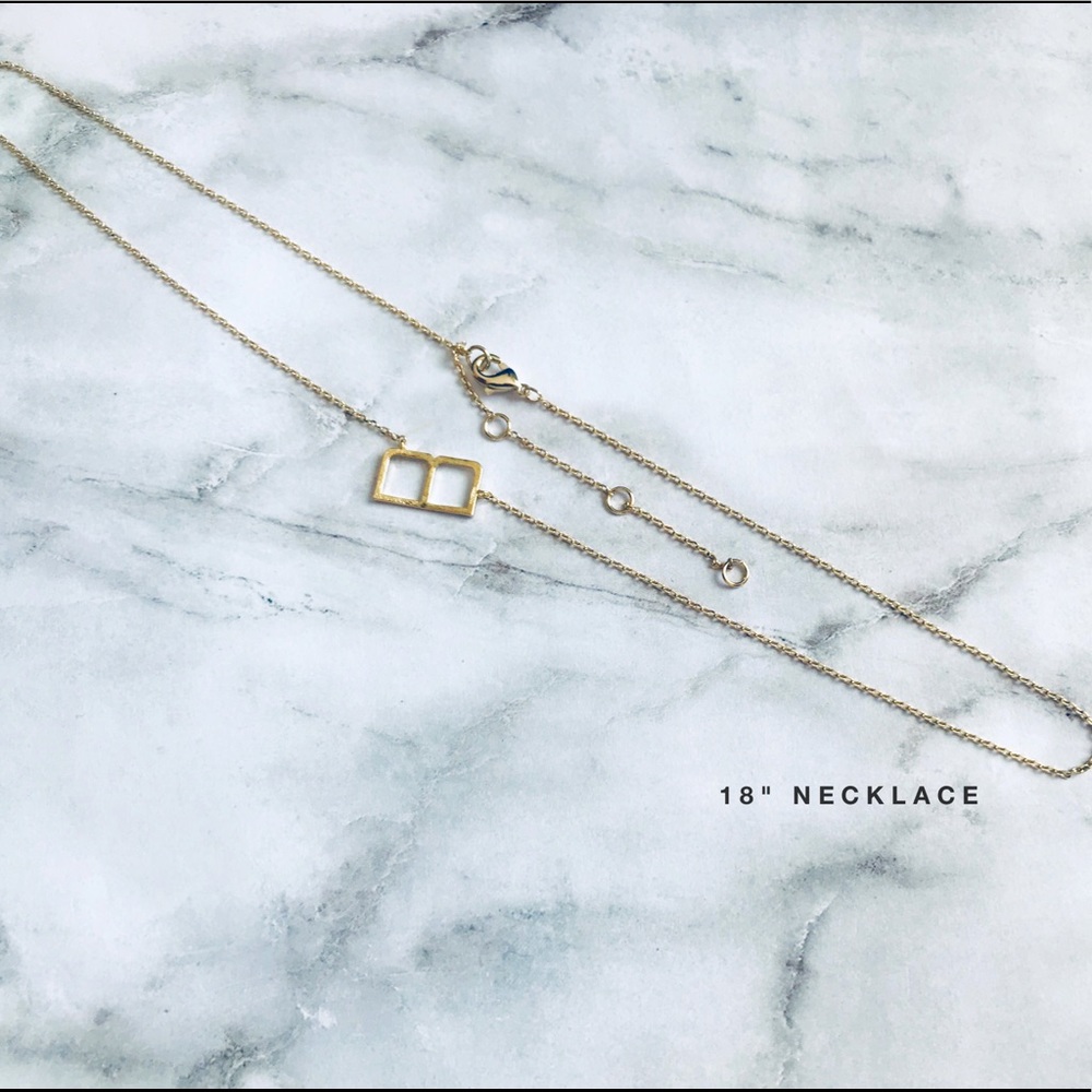 Sideways Letter B Initial Necklace - Gold 18"